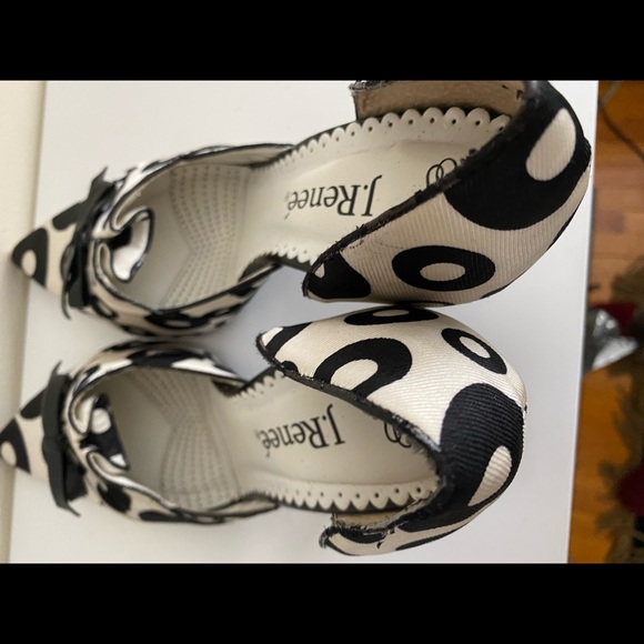 J.Renee Black & White Polka Dot Bow Tie Pointed Toe High Heels size 11W D’Orsay - Picture 5 of 7